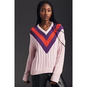 Anthropologie Kule The Yale Cotton Cashmere Silk Sweater Pink Size XS NWT $278